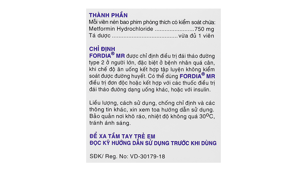 Fordia MR 750mg điều trị tiểu đường type 2 đơn độc hoặc kết hợp (6 vỉ x 10 viên) - 4