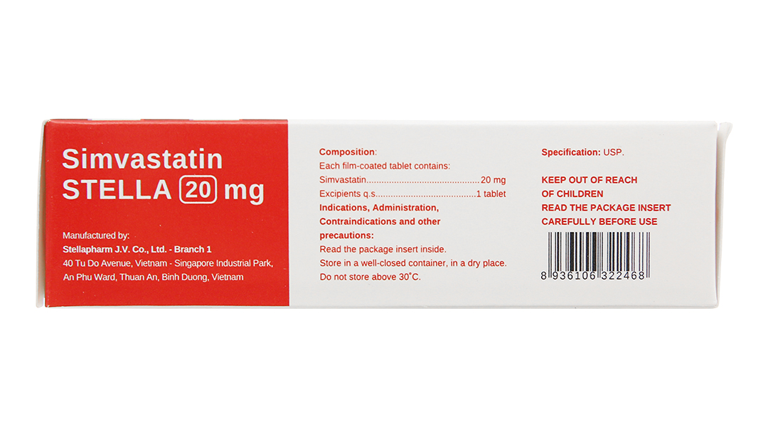 Simvastatin Stella 20mg trị rối loạn lipid máu