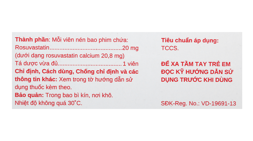 Rosuvastatin Stella 20mg trị rối loạn lipid máu