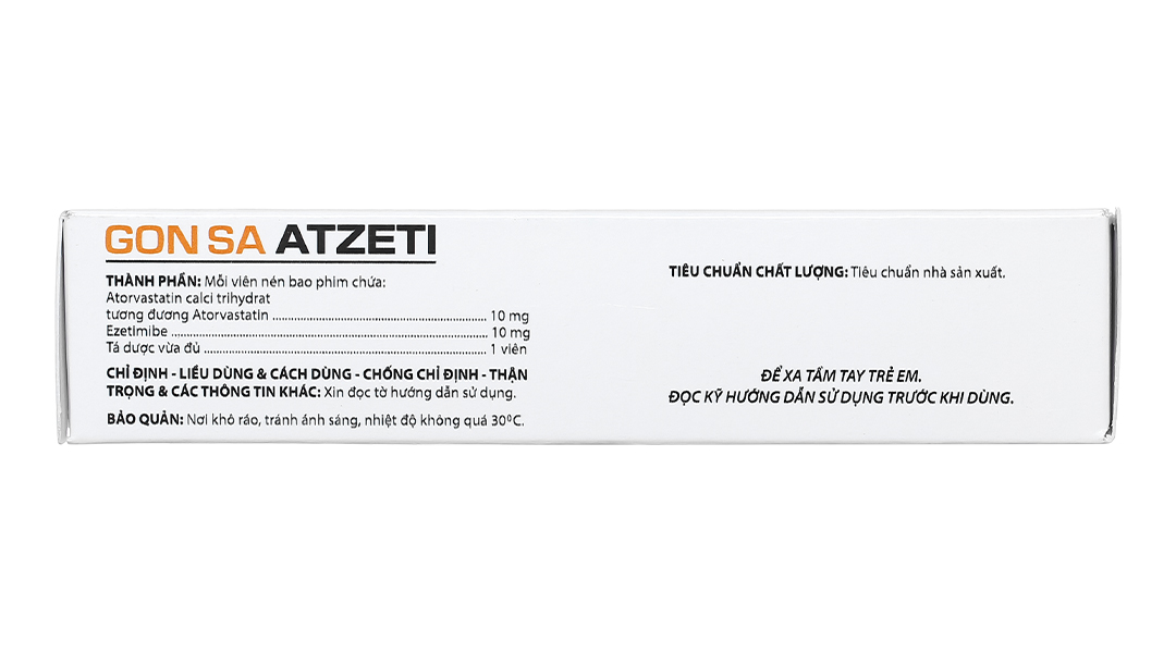 Gon Sa Atzeti 10/10mg trị rối loạn mỡ máu (3 vỉ x 10 viên) - 10