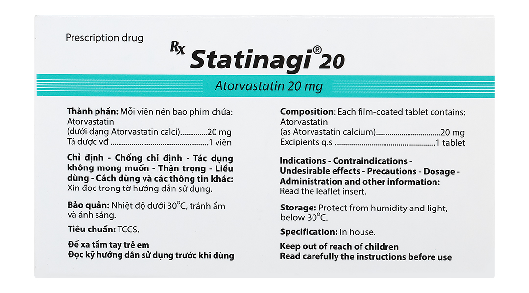 Statinagi 20 trị rối loạn lipid máu