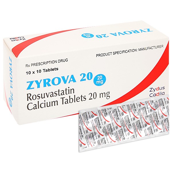 Thuốc Zyrova 20 hỗ trợ điều trị rối loạn mỡ máu, tăng cholesterol máu ...