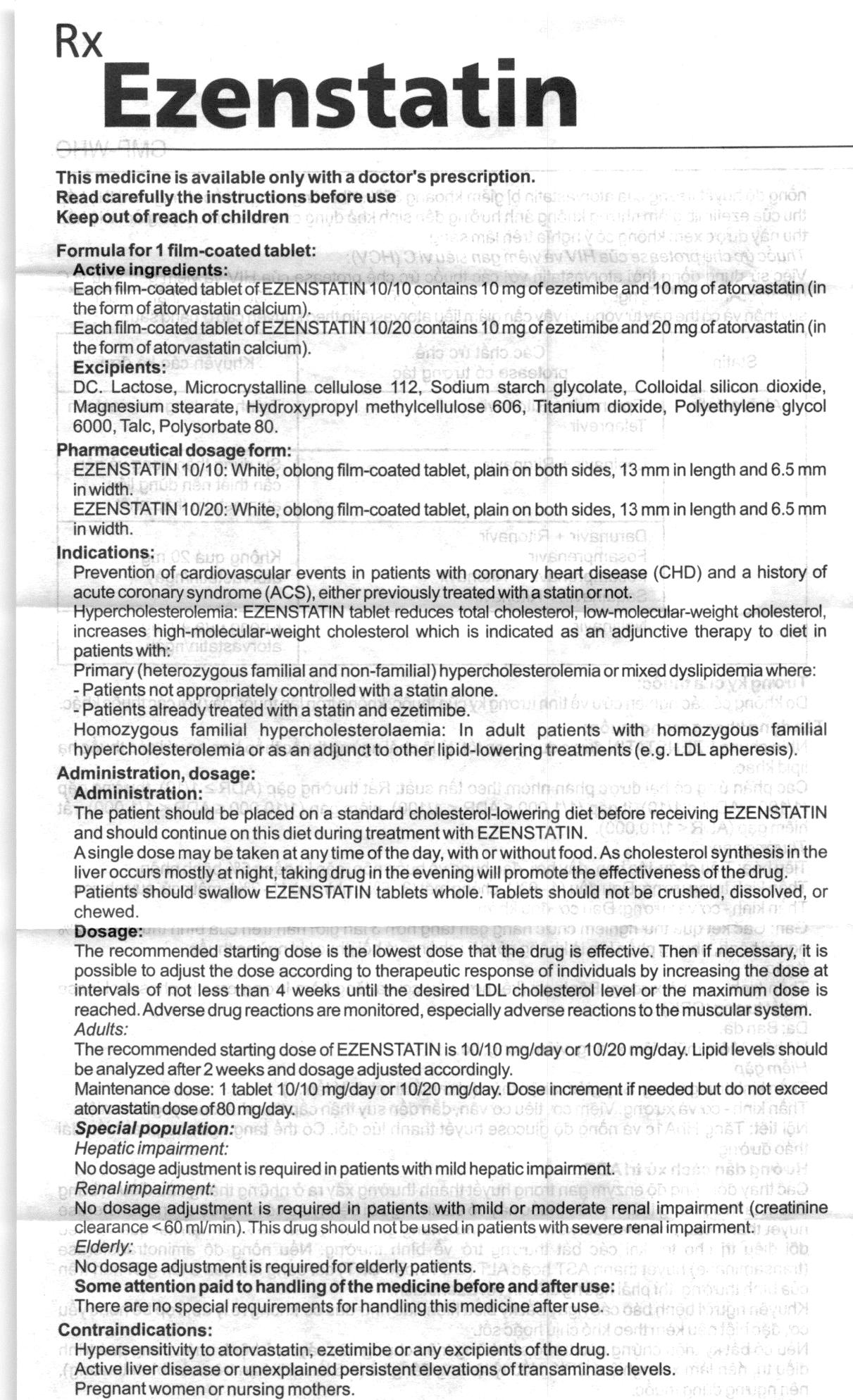 Ezenstatin 10/10 trị tăng cholesterol máu (4 vỉ x 7 viên) - 10