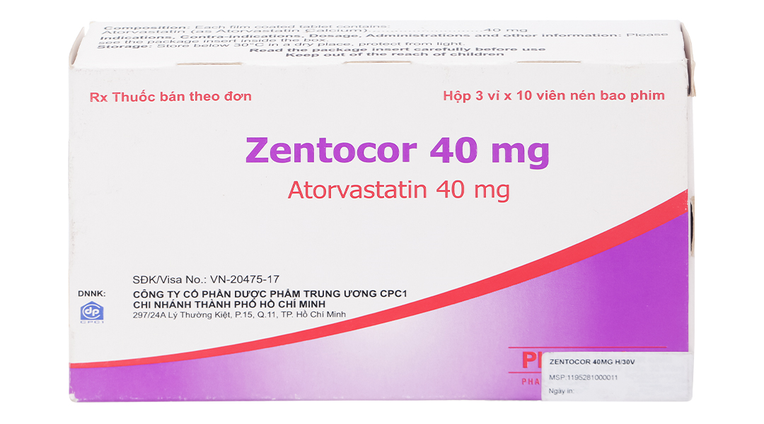 Zentocor 40mg trị rối loạn lipid máu
