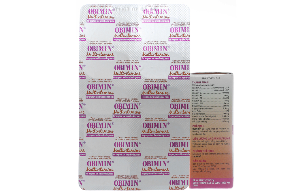What is the recommended dosage of Obimin vitamins for pregnant women?