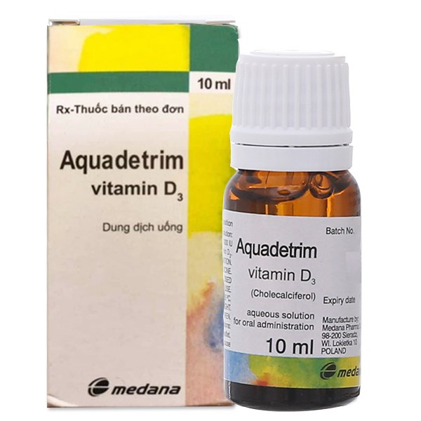 Dung dịch uống Aquadetrim Vitamin D3 15000IU/ml trị còi xương lọ 10ml