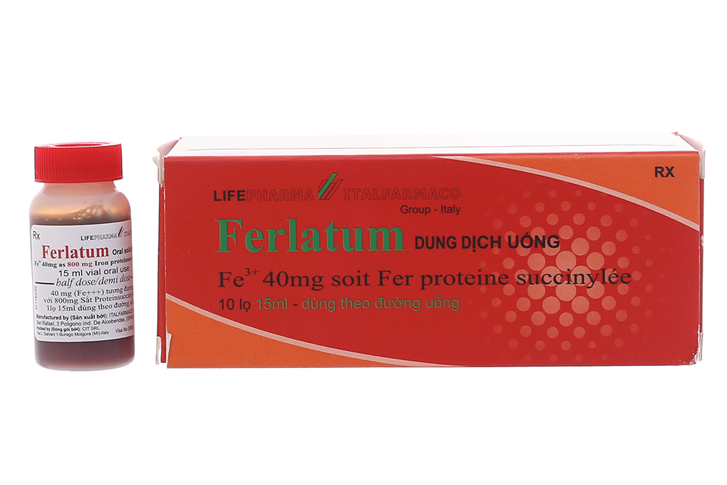 Dung dịch uống Ferlatum 40mg bổ sung sắt, trị thiếu máu