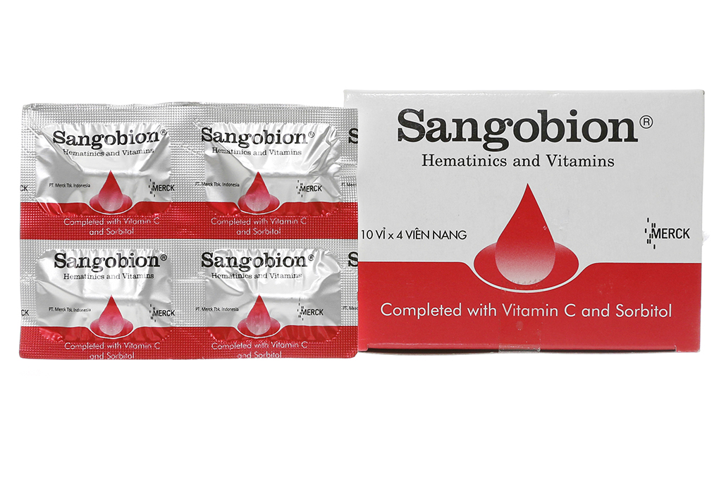 Sangobion bổ sung sắt và axit folic, trị thiếu máu