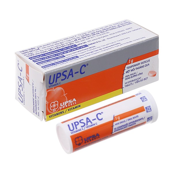 Viên sủi UPSA-C 1g trị thiếu hụt Vitamin C, cảm cúm, mệt mỏi tạm thời
