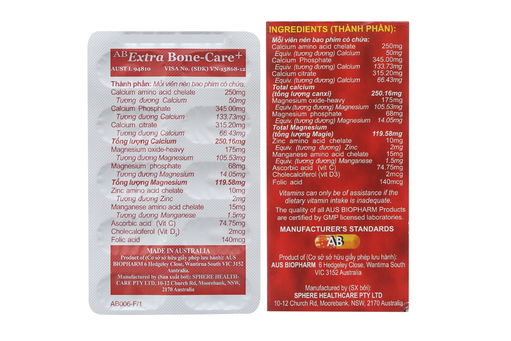 AB Extra Bone-Care+ bổ sung canxi, trị loãng xương