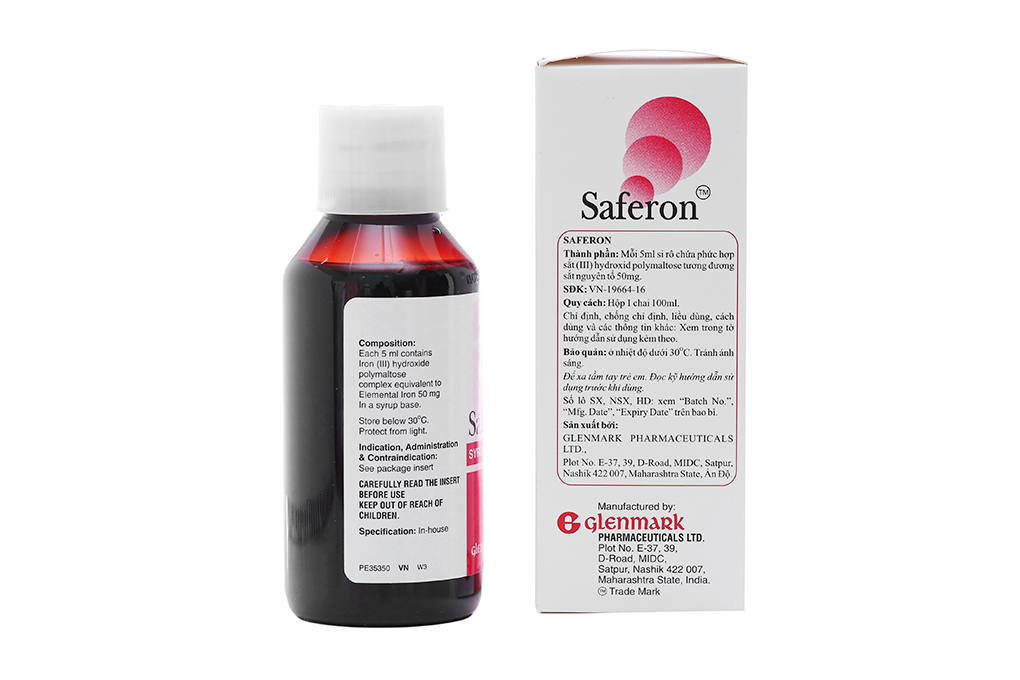 Siro Saferon 50mg/5ml trị thiếu máu, thiếu sắt