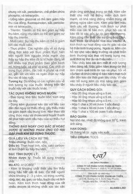 Dung dịch uống A.TZinC Siro hỗ trợ trị tiêu chảy, tăng đề kháng
