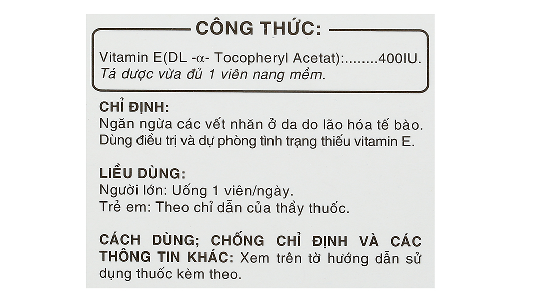 Enpovid E400 bổ sung vitamin E, ngừa lão hóa