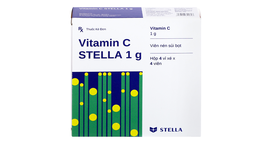 Viên nén sủi bọt Vitamin C Stella 1g trị chảy máu do thiếu vitamin C