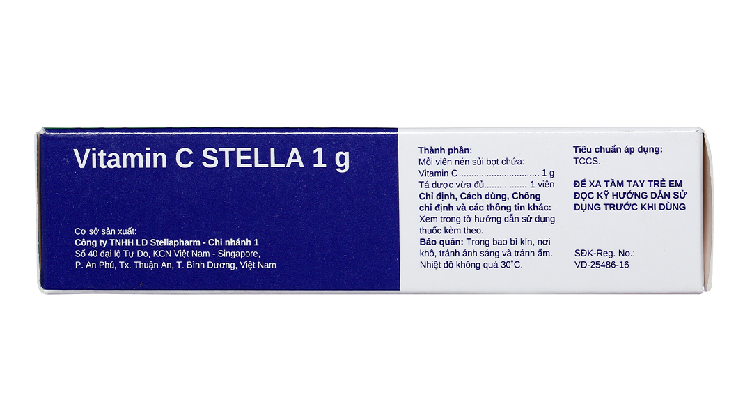 Viên nén sủi bọt Vitamin C Stella 1g trị chảy máu do thiếu vitamin C