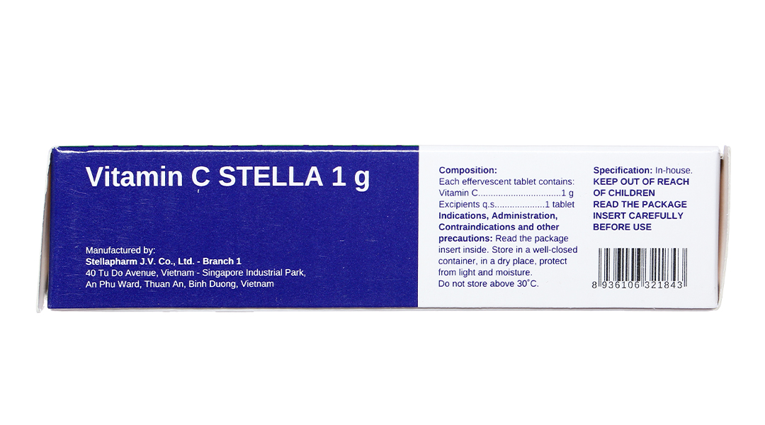 Viên nén sủi bọt Vitamin C Stella 1g trị chảy máu do thiếu vitamin C