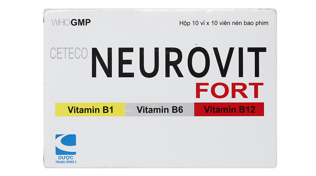 Ceteco Neurovit Fort trị thiếu các vitamin B1, B6, B12
