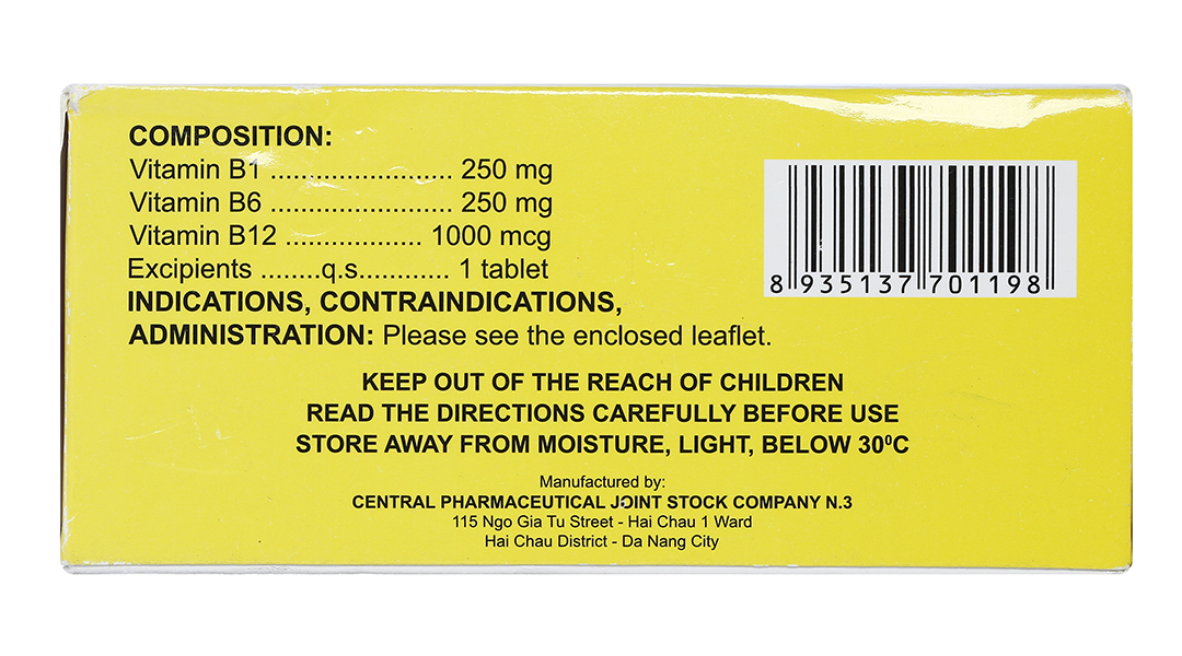 Ceteco Neurovit Fort trị thiếu các vitamin B1, B6, B12