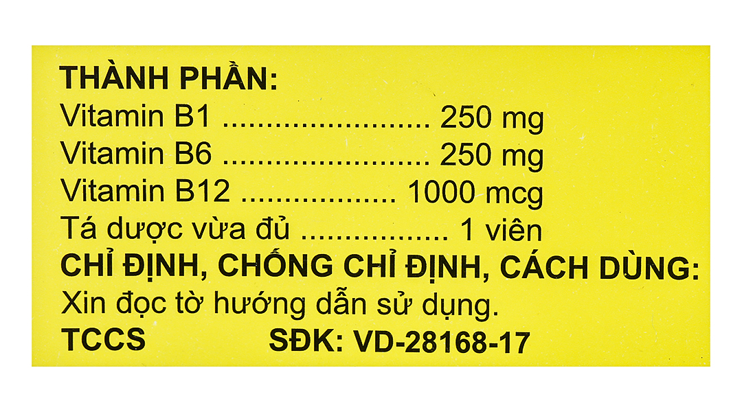 Ceteco Neurovit Fort trị thiếu các vitamin B1, B6, B12