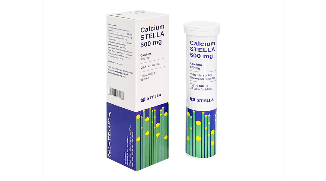 Calcium Stella 500Mg Bổ Sung Calci, Trị Loãng Xương Và Còi Xương Tuýp 20  Viên -09/2023 | Nhathuocankhang.Com
