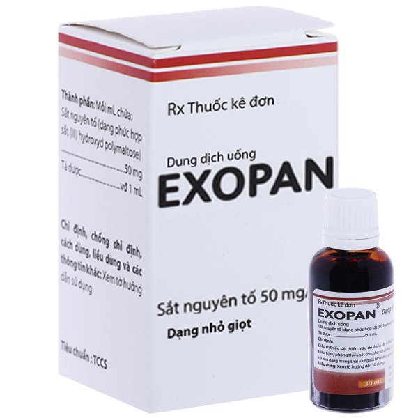 Dung dịch uống Exopan 50mg/ml trị thiếu máu, thiếu sắt chai 30ml - 02/ ...