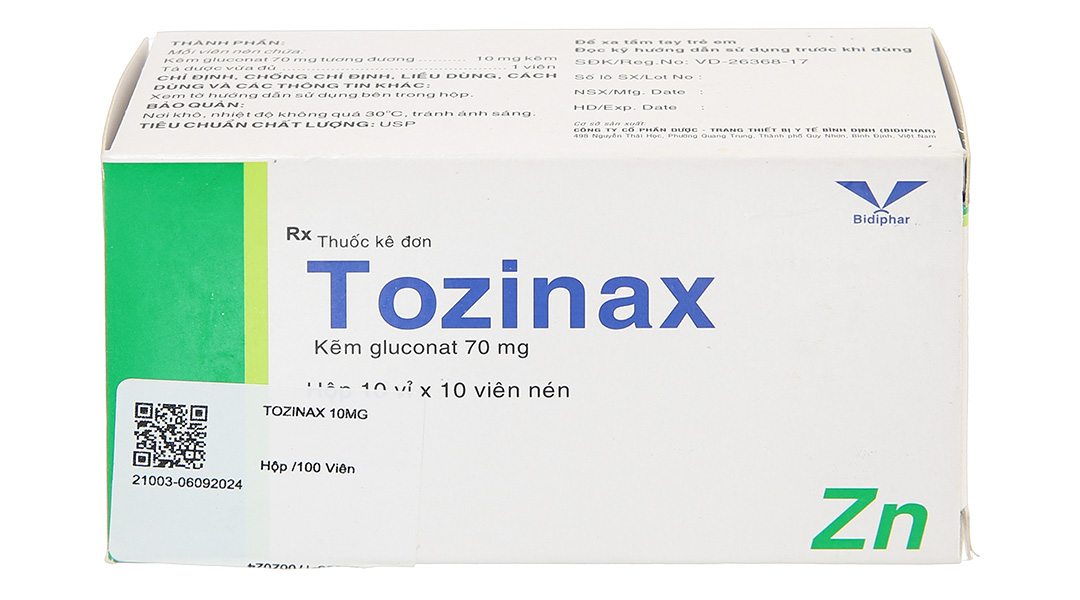 Tozinax 10mg phòng và điều trị thiếu kẽm