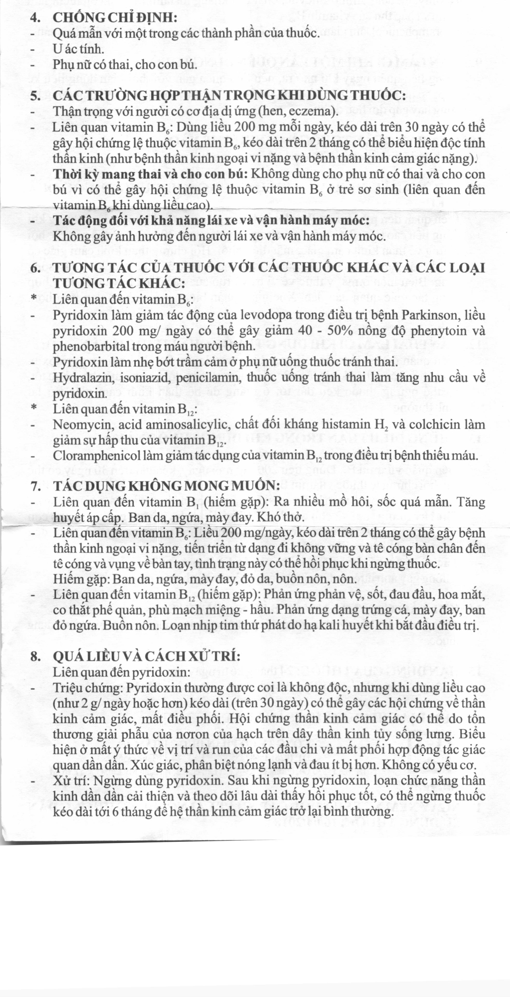 Betalgine trị thiếu vitamin B1, B6, B12