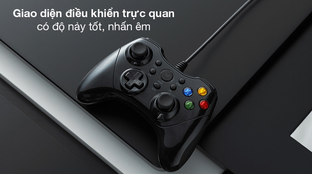 Tay cầm chơi game có dây Rapoo V600 đen - Điều khiển nút nhấn cho xúc cảm tốt khi thao tác