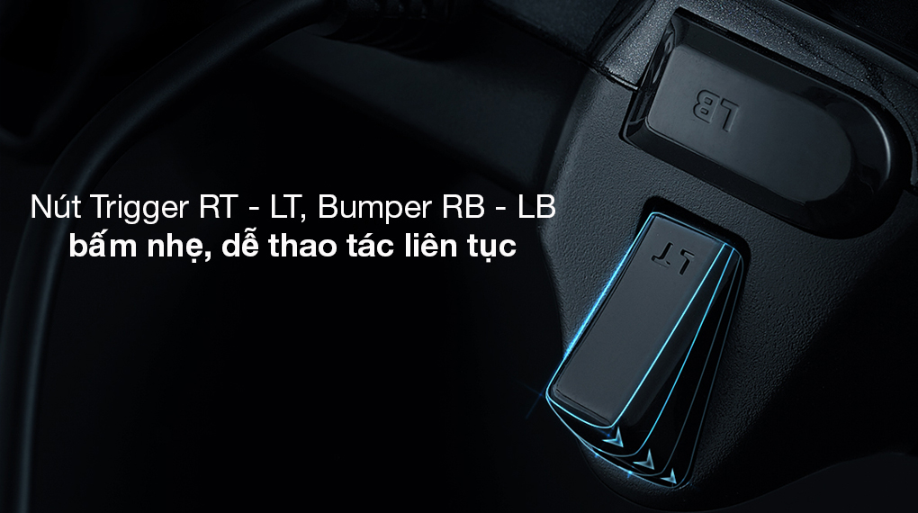 Tay cầm chơi game có dây Rapoo V600 đen - Các nút Bumper RB - LB, nút Trigger RT - LT