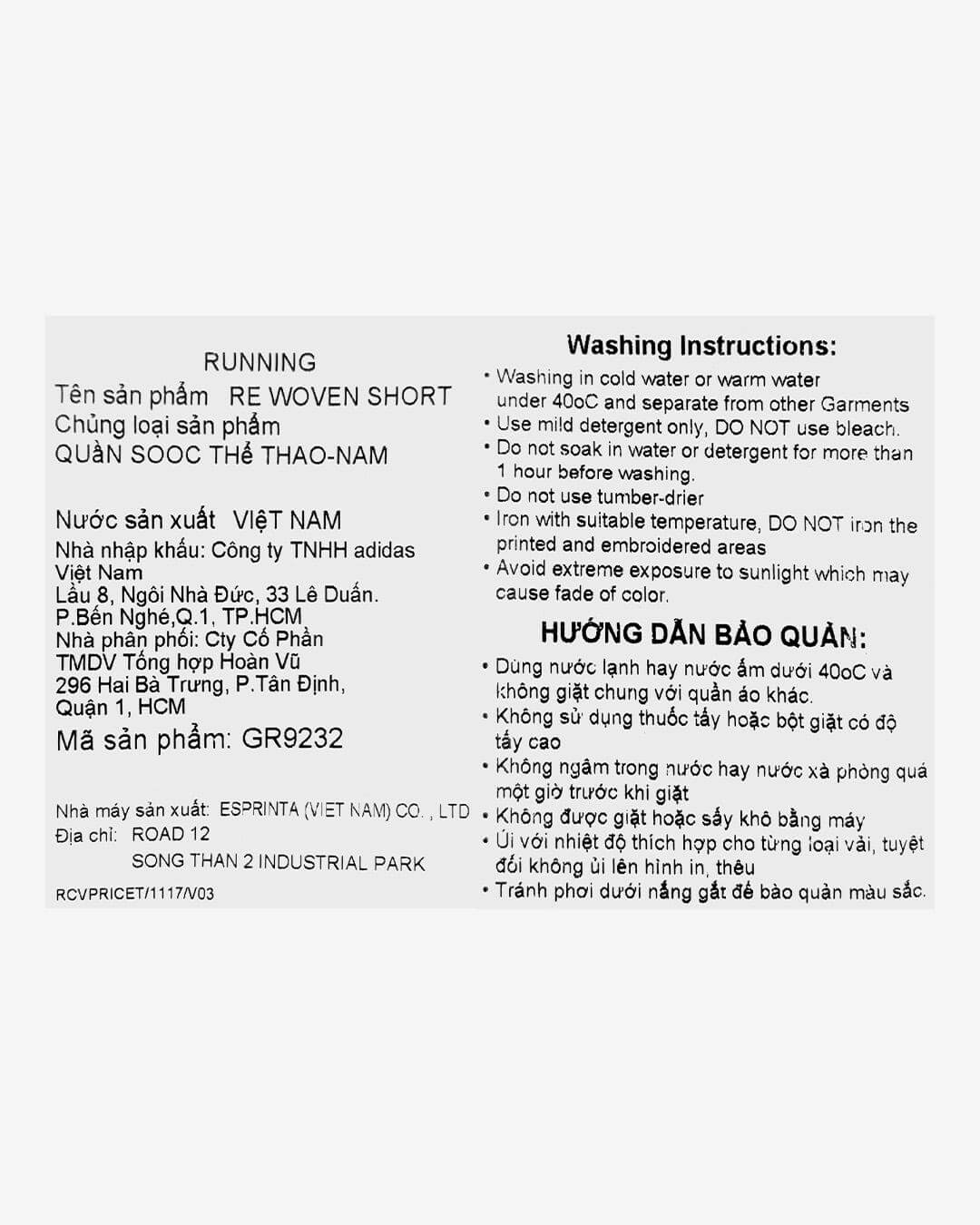 Quần Short Chạy bộ Nam Reebok GR9232 chính hãng 100% | AVASport.com