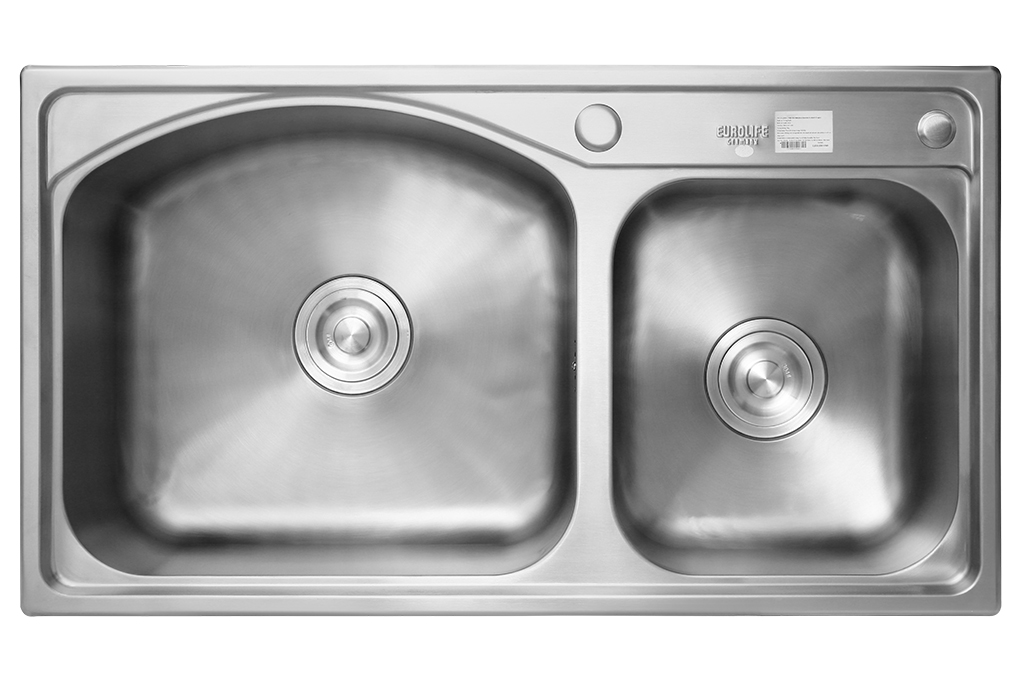 Chậu rửa chén 2 ngăn inox Eurolife EL-C8145 Màu Inox