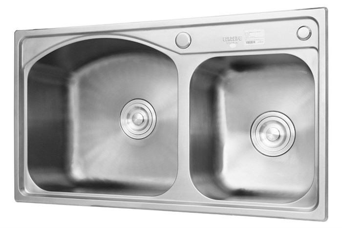 Chậu rửa chén 2 ngăn inox Eurolife EL-C8145 Màu Inox