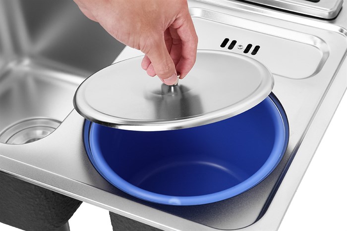 Chậu rửa chén 2 ngăn 1 hố rác inox Eurolife EL-C9245 Màu Inox