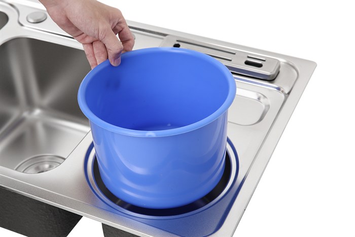 Chậu rửa chén 2 ngăn 1 hố rác inox Eurolife EL-C9245 Màu Inox