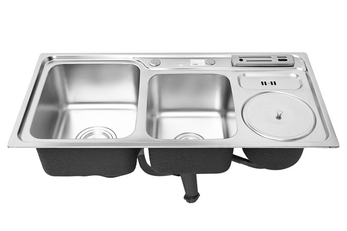 Chậu rửa chén 2 ngăn 1 hố rác inox Eurolife EL-C9245 Màu Inox