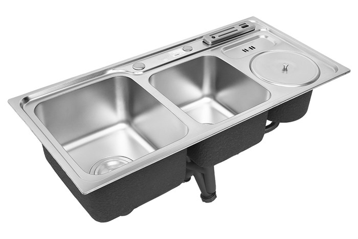 Chậu rửa chén 2 ngăn 1 hố rác inox Eurolife EL-C9245 Màu Inox
