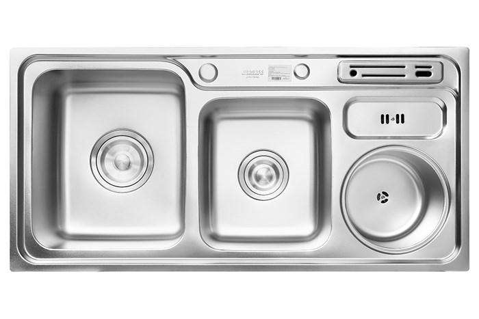 Chậu rửa chén 2 ngăn 1 hố rác inox Eurolife EL-C9245 Màu Inox