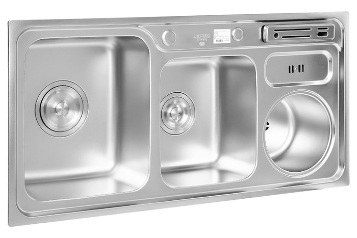 Chậu rửa chén 2 ngăn 1 hố rác inox Eurolife EL-C9245 Màu Inox