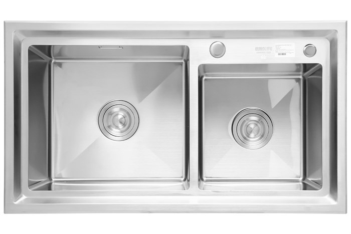 Chậu rửa chén 2 ngăn inox Eurolife EL-HM8246 Màu Inox