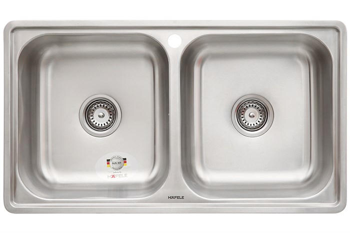 Chậu rửa chén 2 ngăn inox Hafele HS20-SSN2R90M (567.20.493) Màu Inox