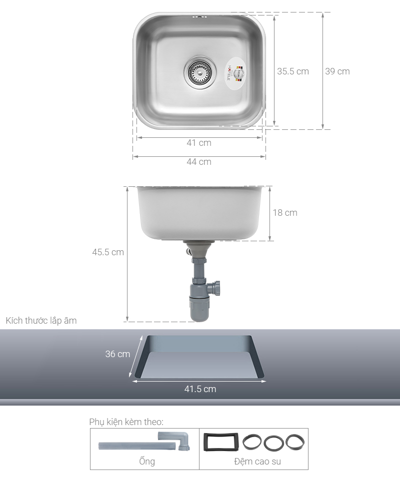 Chậu rửa chén 1 ngăn inox Hafele HS20-SSN1R50 (567.24.000)