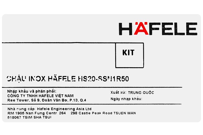 Chậu rửa chén 1 ngăn inox Hafele HS20-SSN1R50 (567.24.000) Màu Inox