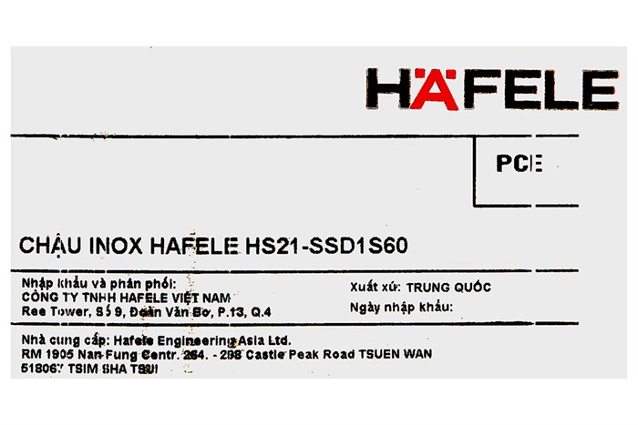 Chậu rửa chén 1 ngăn 1 cánh inox Hafele HS21-SSD1S60 (567.94.010) Màu Inox