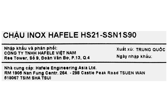 Chậu rửa chén 1 ngăn inox Hafele HS21-SSN1S90 (567.94.020) Màu Inox