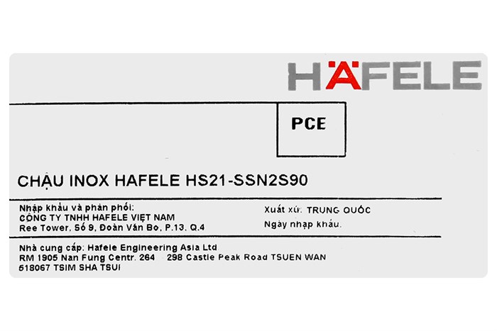 Chậu rửa chén 2 ngăn inox Hafele HS21-SSN2S90 (567.94.030) Màu Inox