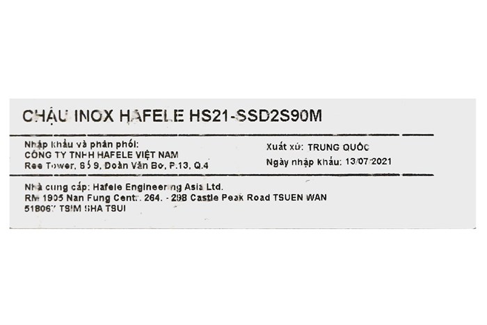 Chậu rửa chén 2 ngăn 1 cánh inox Hafele HS21-SSD2S90M (567.94.040) Màu Inox
