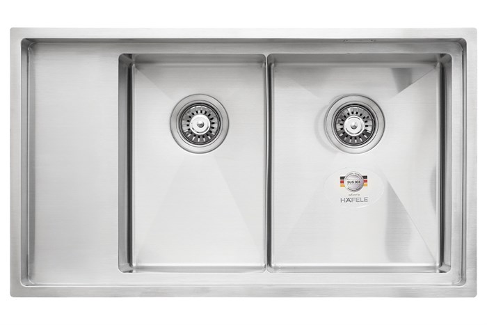 Chậu rửa chén 2 ngăn 1 cánh inox Hafele HS21-SSD2S90M (567.94.040) Màu Inox