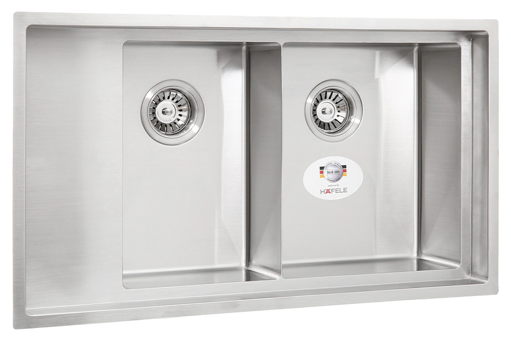Chậu rửa chén 2 ngăn 1 cánh inox Hafele HS21-SSD2S90M (567.94.040) Màu Inox