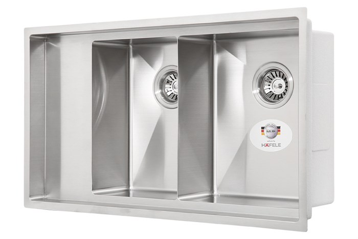 Chậu rửa chén 2 ngăn 1 cánh inox Hafele HS21-SSD2S90M (567.94.040) Màu Inox