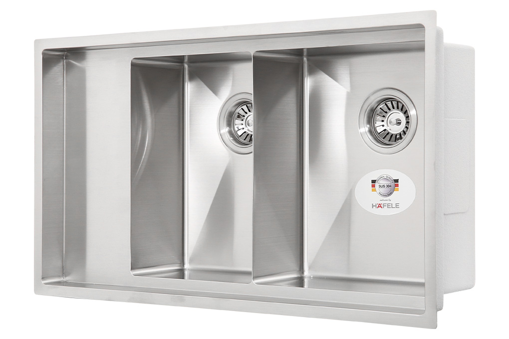 Chậu rửa chén 2 ngăn 1 cánh inox Hafele HS21-SSD2S90M (567.94.040) Màu Inox